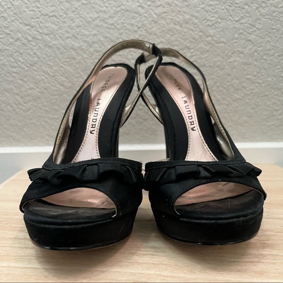 Chinese Laundry Black Ruffle Strap Stiletto Heels 5 - Picture 6 of 6
